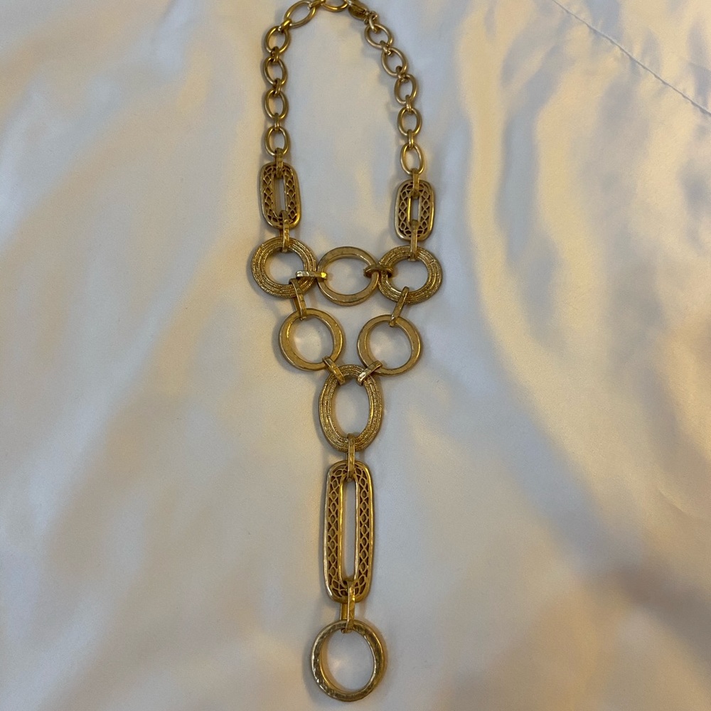 NWT Chico’s Long Matte Gold Heavyweight Necklace